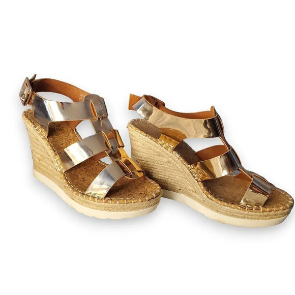 Sugar Shoes - Sugar | Espadrille Wedges | Rose Gold Mirror Hottie | 8 M